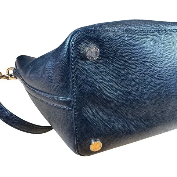 MICHAEL Michael Kors Greenwich Large Saffiano Leather Satchel Black Handbag Tote - Picture 8 of 12